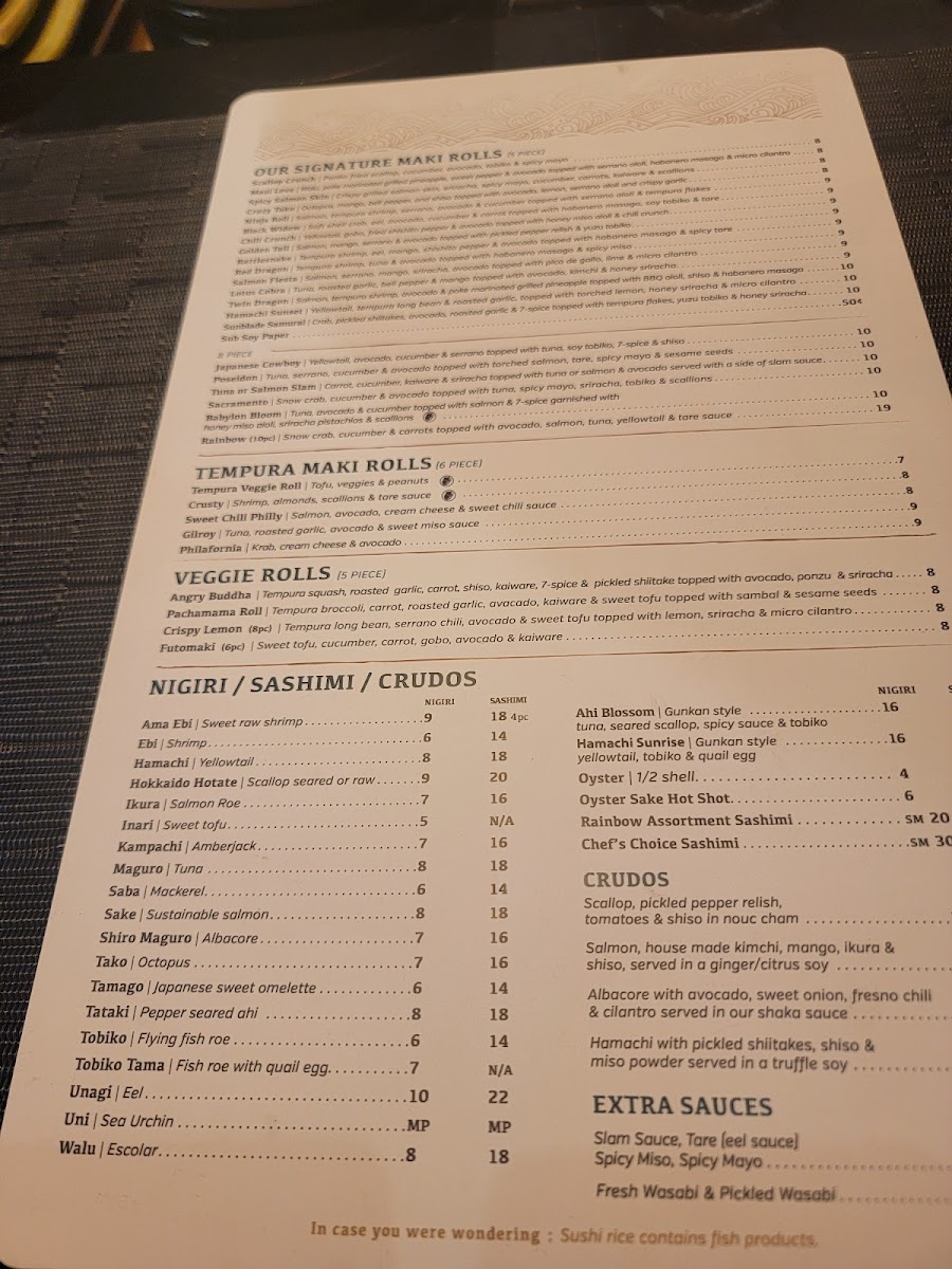 Menu The Rawbar Restaurant & Sushi-2